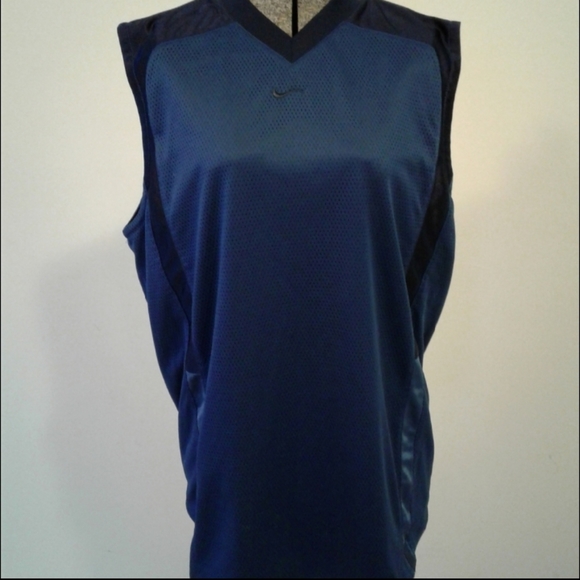 Nike Reversible Mesh shiny basketball Jersey mens L Blue tank top sleeveless - Picture 4 of 7